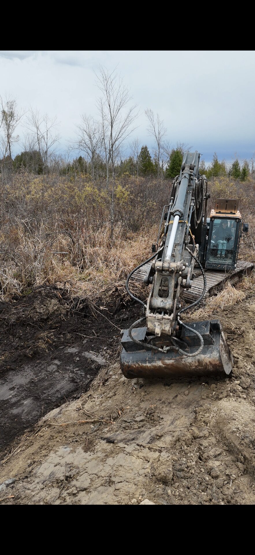 3SIXTY excavator on wetland remediation site with swing mat access